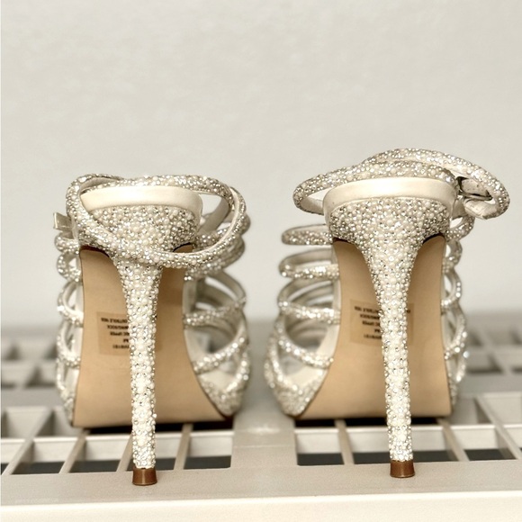 NIB Steve Madden Givinn Beaded Strappy‎ Stiletto Sandal Pearl Size 9 1/2 - Picture 7 of 10